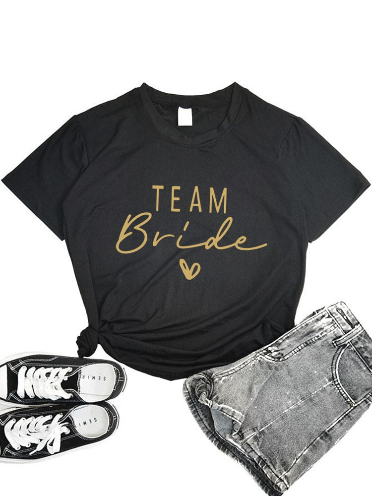 Team Bride Bachelorette Party Shower Hen Party Bridesmaid T-Shirt Girls Wedding Female Tops Tees