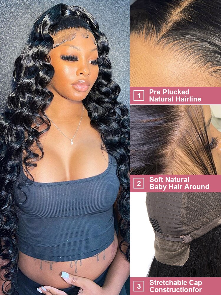 High Density Loose Natural Wave Lace Front Human Hair Wigs