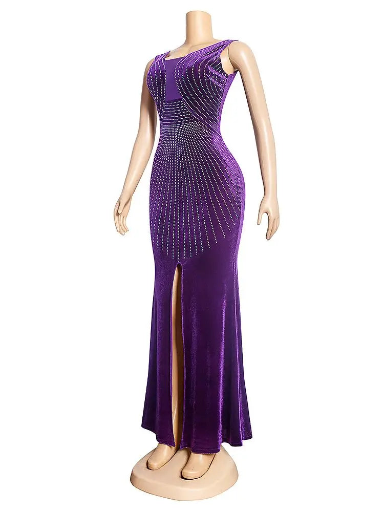 Elegant African Evening Dresses Sleeveless Bodycon Sexy Slim Long Dress Wedding Party Gowns Fashion Women Kaftan Turkish Outfits