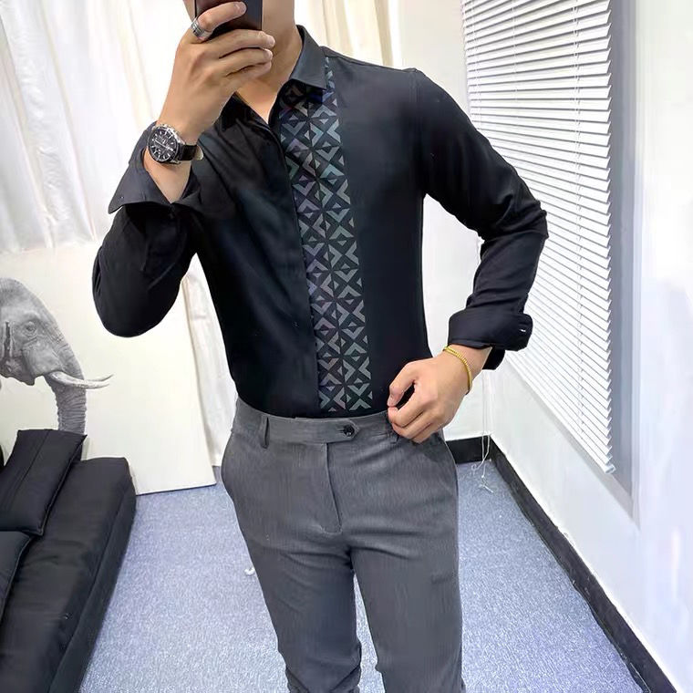 printed long sleeve shirt men