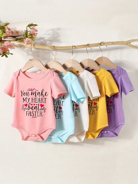 Summer Cute Sweet Comfort Baby Girl Letter-Printed T-shirt Baby Boy Baby Casual Breathable Onesie Baby Short Sleeves