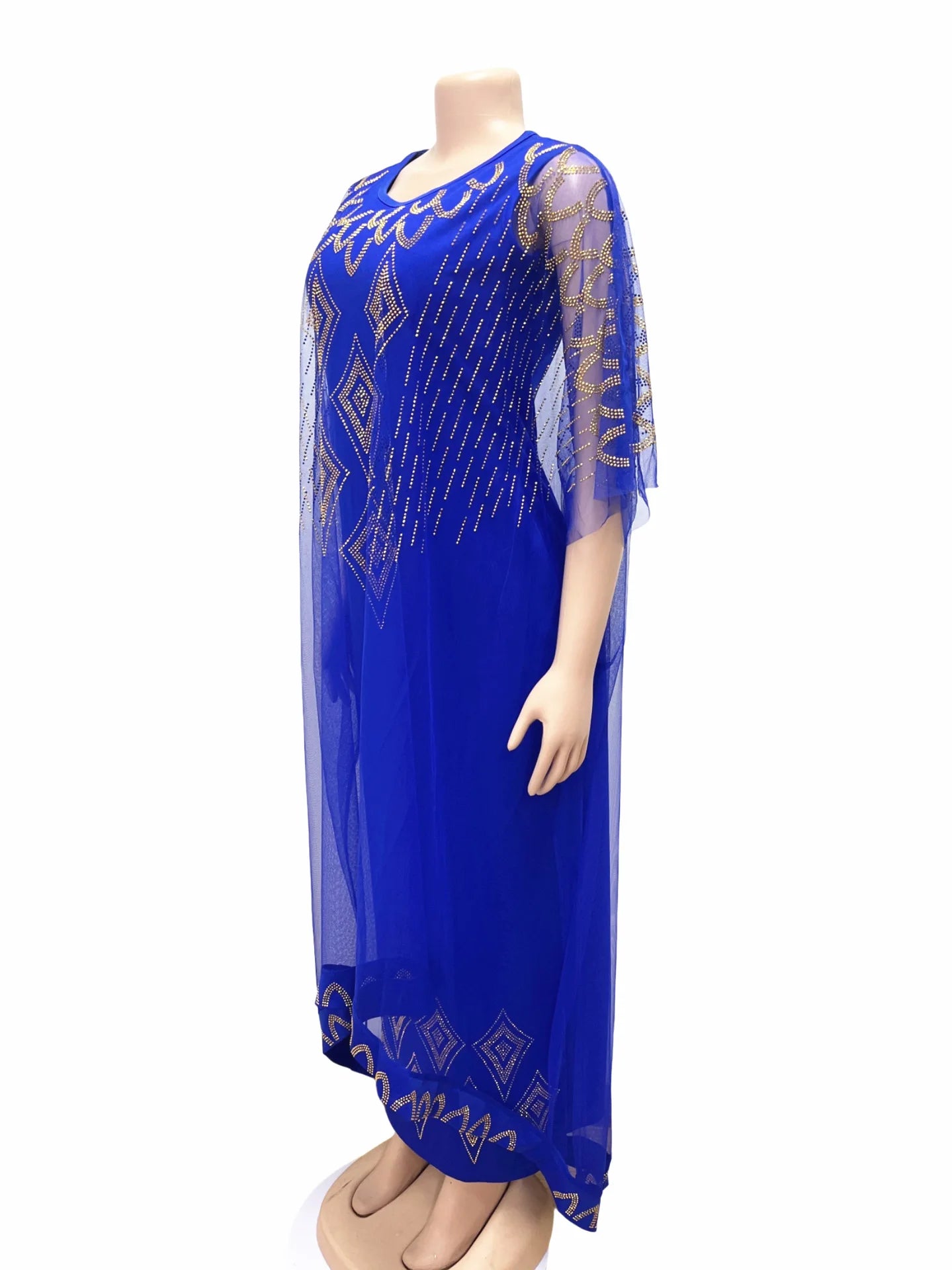Two-Piece Dresses Women Mesh Caftan Abaya Robe Clothes