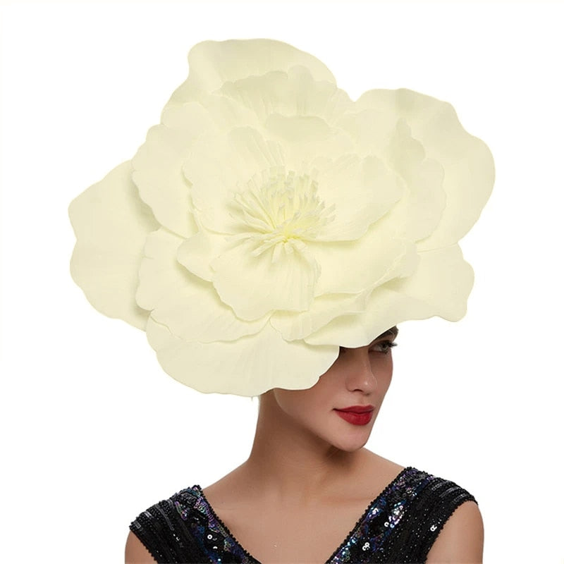 Large Flower Fascinator Hat Bridal Makeup Prom Kentucky Derby Headpiece Photography Hair Accessories