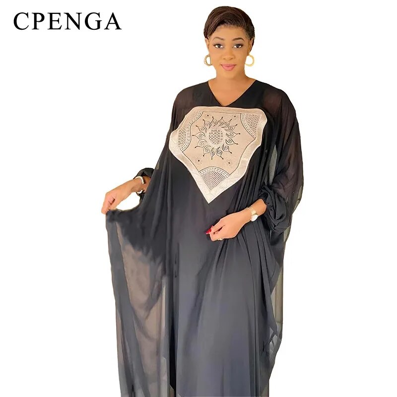 Chiffon Dresses Women Wedding Evening Party Eid Middle East Black Muslim Abaya Clothing