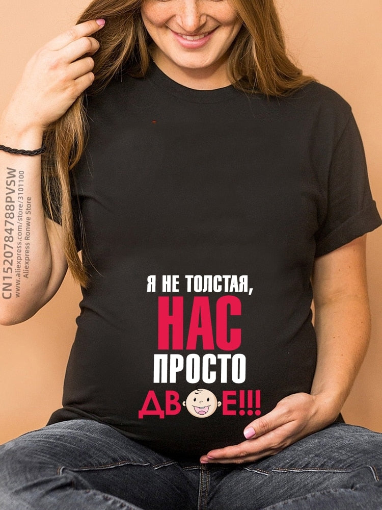 Maternity Clothes Casual Pregnancy T Shirts Baby Print Funny Women Summer Tees Tops White