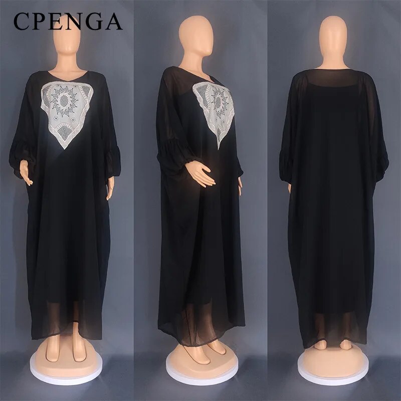 Chiffon Dresses Women Wedding Evening Party Eid Middle East Black Muslim Abaya Clothing