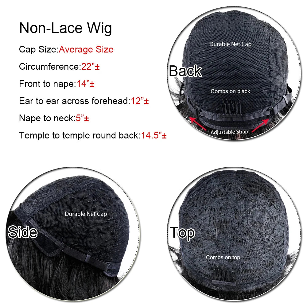 Short Straight Bob Wig Pixie Cut Hair For Black Women With Bangs Brazilian Virgin