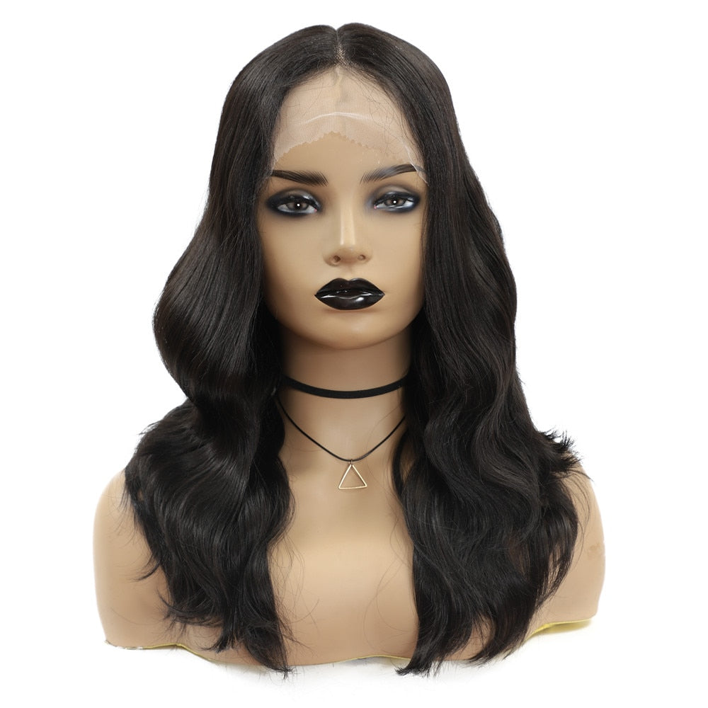 Synthetic Lace Front Wig with Baby Hair 18 Inch Medium Body Wavy