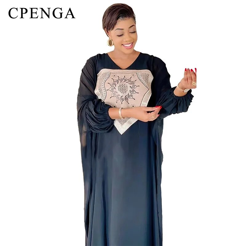 Chiffon Dresses Women Wedding Evening Party Eid Middle East Black Muslim Abaya Clothing