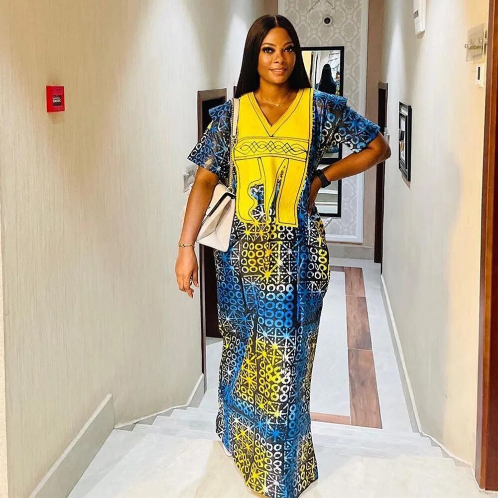 Fall Dresses Women Traditional Africa Clothing Dashiki Ankara Outfits Gown Abayas Robe Muslim Kaftan Maxi Boubou-long dress-Top Super Deals-Yellow-One Size-Free Item Online