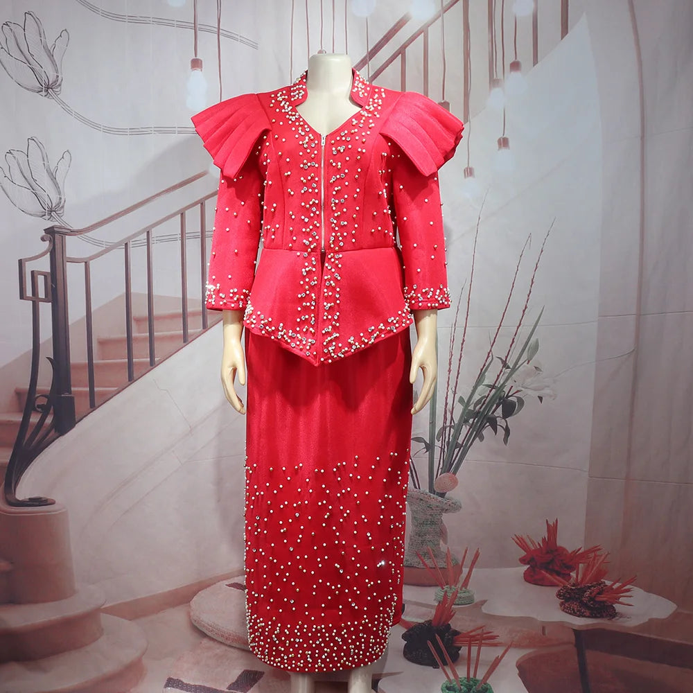 2024 african dresses for woman suit luxury women's elegant dress Mesh fabric women's clothing from turkey