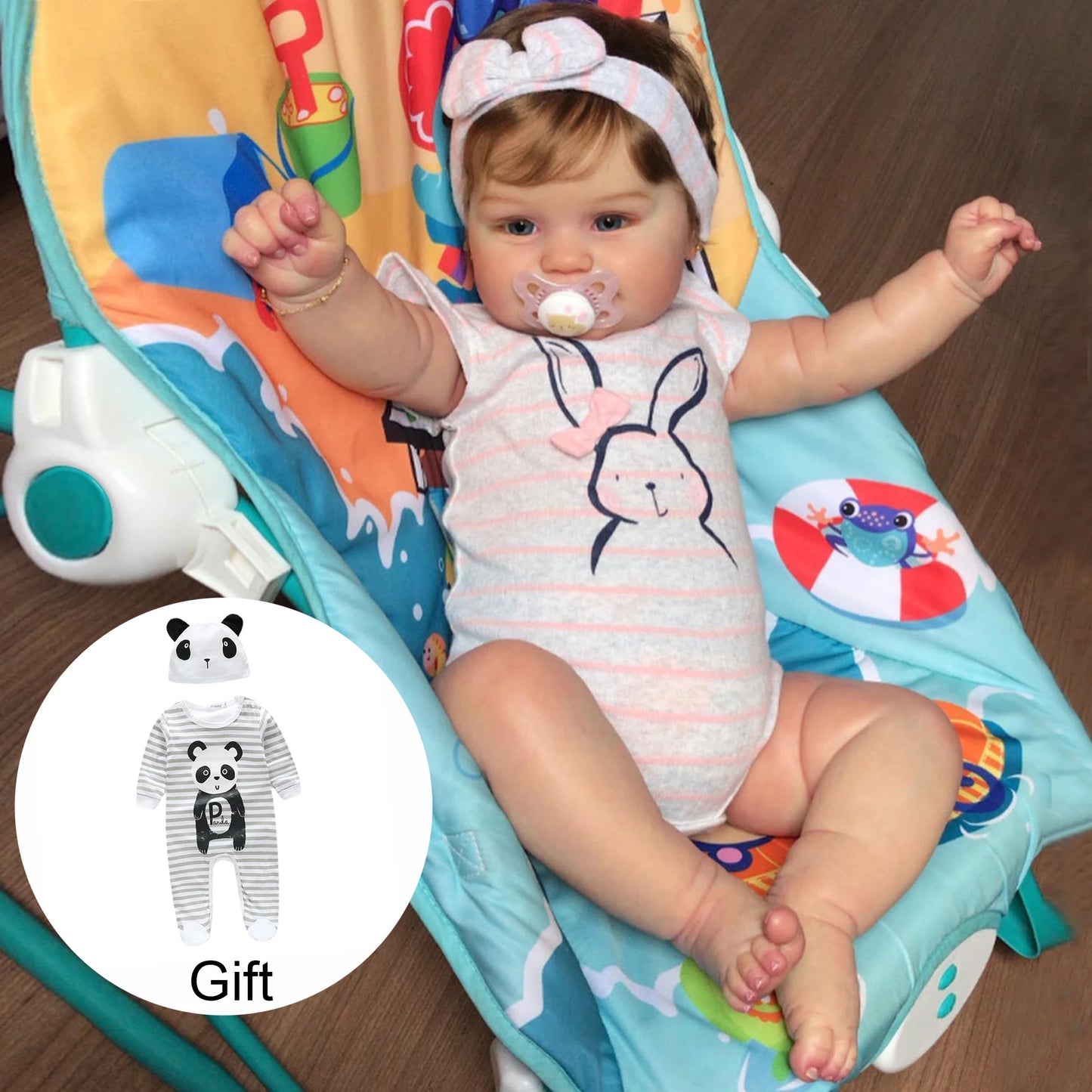 Full Silicone Vinyl Dolls 20 Inch Girl 3D Painted Baby Doll With Rooted Hair