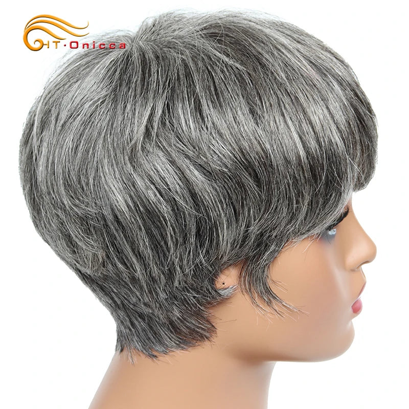 Cheap Human Hair Wigs Short Bob Pixie Cut Wig Human Hair For Women perruque cheveux humain Brazilian Hair Colored Wig With Bangs