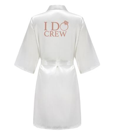 I DO Women Wedding Satin Dressing Gown Personalized Custom Name Bathobe Bridal Party Robes Bridesmaid Robes gift