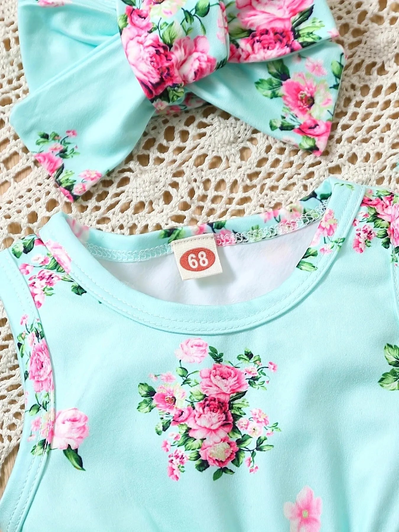 Toddler Girls Floral Onesie Romper & Headband Set