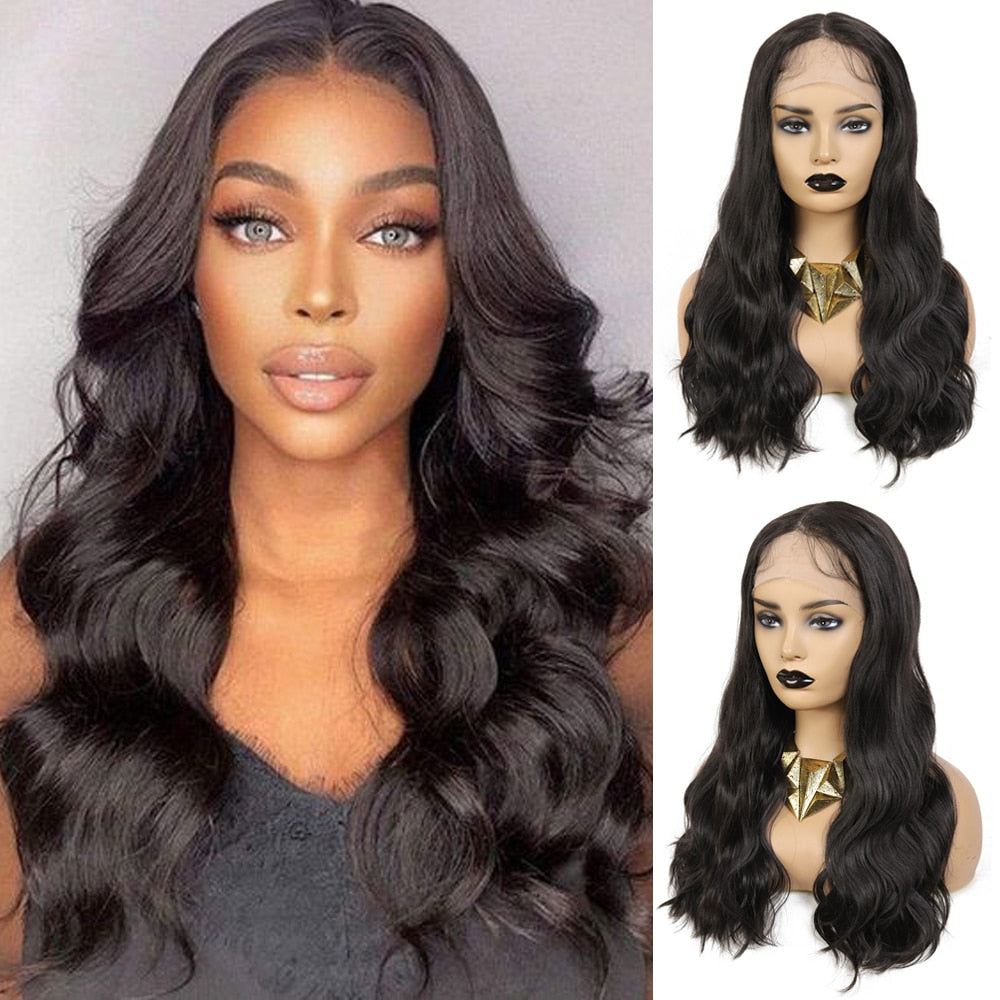 Synthetic Lace Front Wig with Baby Hair 18 Inch Medium Body Wavy