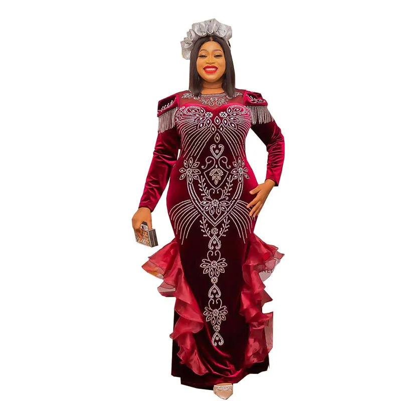 Maxi Dresses Autumn African Women Long Sleeve O-neck Long Dress Dashiki