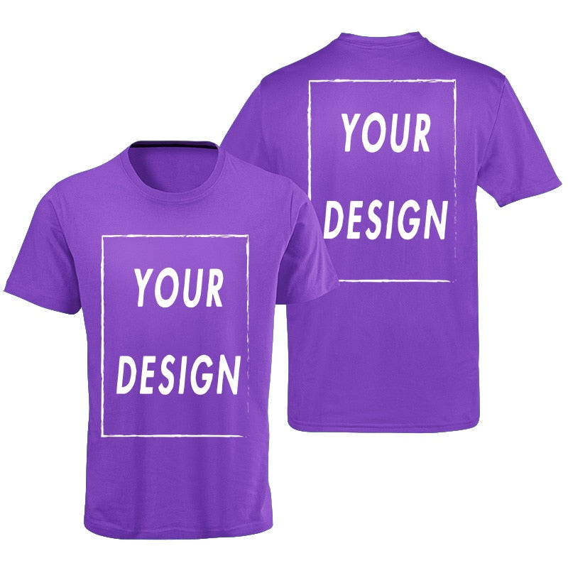 Custom Tshirt Front Back Print Professional Your Own Logo Text Photo Male Personalized Premium Gifts T-shirt EU Size 100% Cotton