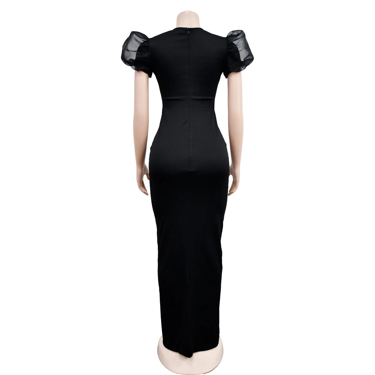 2023 Women Luxury Diamonds Hot Drill Wrap V-neck Puff Short Sleeve Bodycon Midi Maxi Dress Sexy Night Club Birthday Vestidos