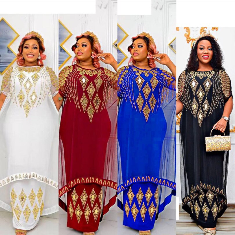 Two-Piece African Dresses Mesh Caftan Dress Abaya Clothes