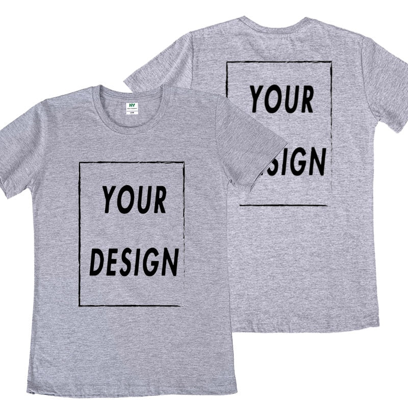 Custom Tshirt Front Back Print Professional Your Own Logo Text Photo Male Personalized Premium Gifts T-shirt EU Size 100% Cotton