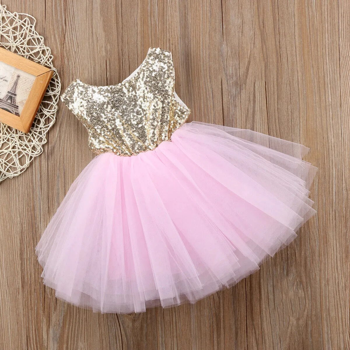 Toddler Girl Birthday Tulle Princess Pink Dress Baby Bowknot Dresses
