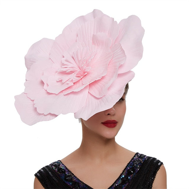 Large Flower Fascinator Hat Bridal Makeup Prom Kentucky Derby Headpiece Photography Hair Accessories