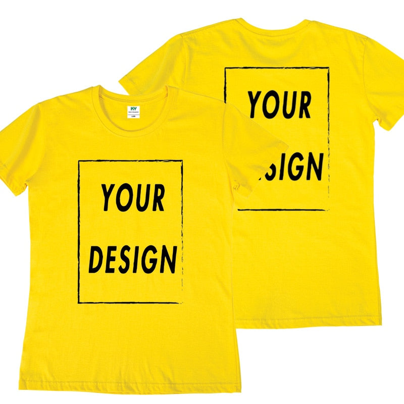 Custom Tshirt Front Back Print Professional Your Own Logo Text Photo Male Personalized Premium Gifts T-shirt EU Size 100% Cotton