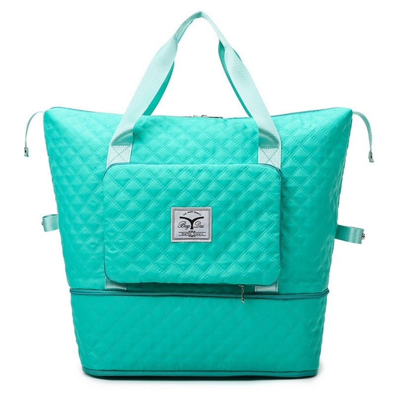 Foldable Travel Bag Wet Dry Separation Waterproof Handbag Lingge Large Capacity Solid Tote Bag Women Gym Yoga Shoulder Bags