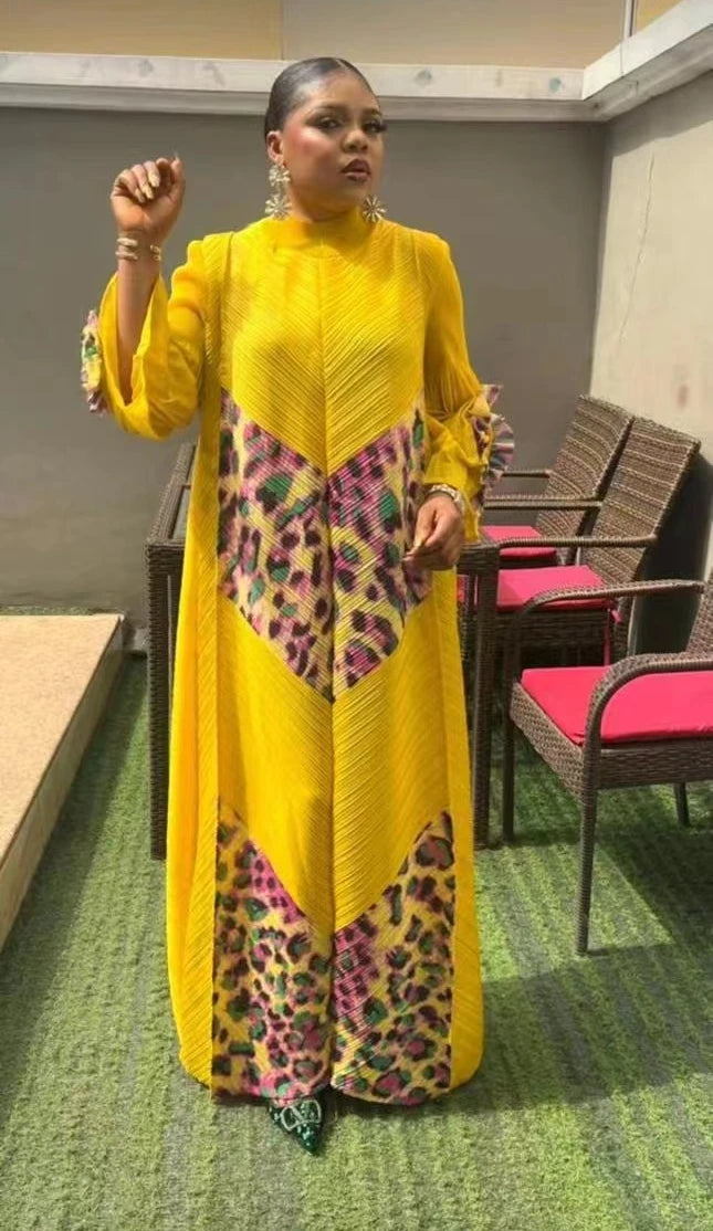 Splicing Leopard Print Maxi Dress