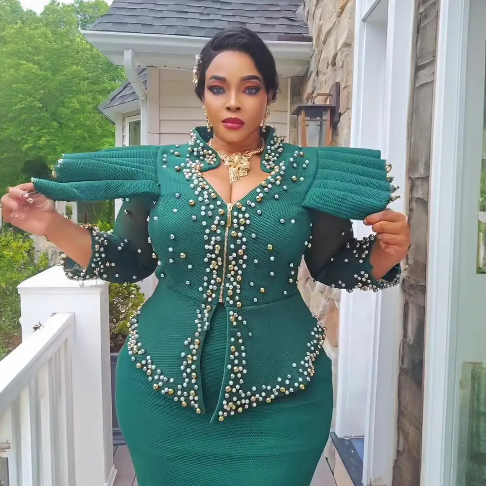 2024 african dresses for woman suit luxury women's elegant dress Mesh fabric women's clothing from turkey