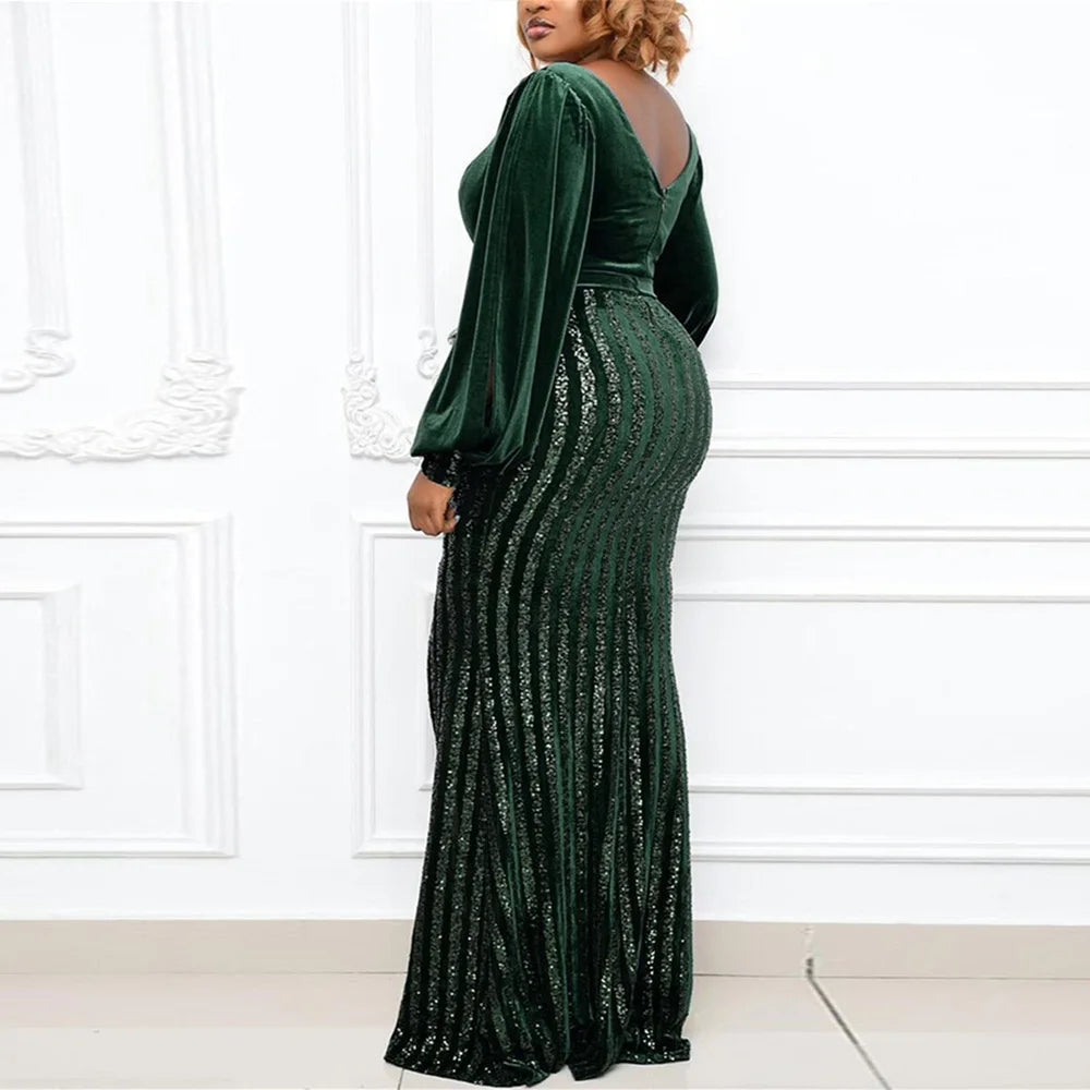 Plus Size Clothing for Women 2021 Autumn African Women Long Sleeve Polyester Long Dress Maxi Dress African Dresses for Women