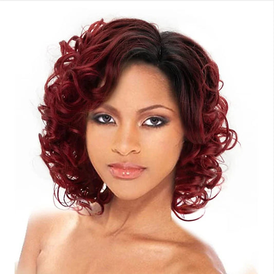 Short Burgundy Curly Wigs for Women