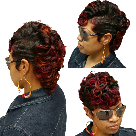 Short Curly Wig with Bangs for Women