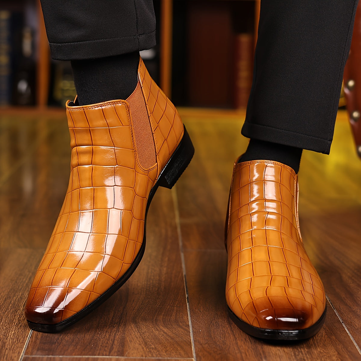 Men's Slip-On Checkered Boots