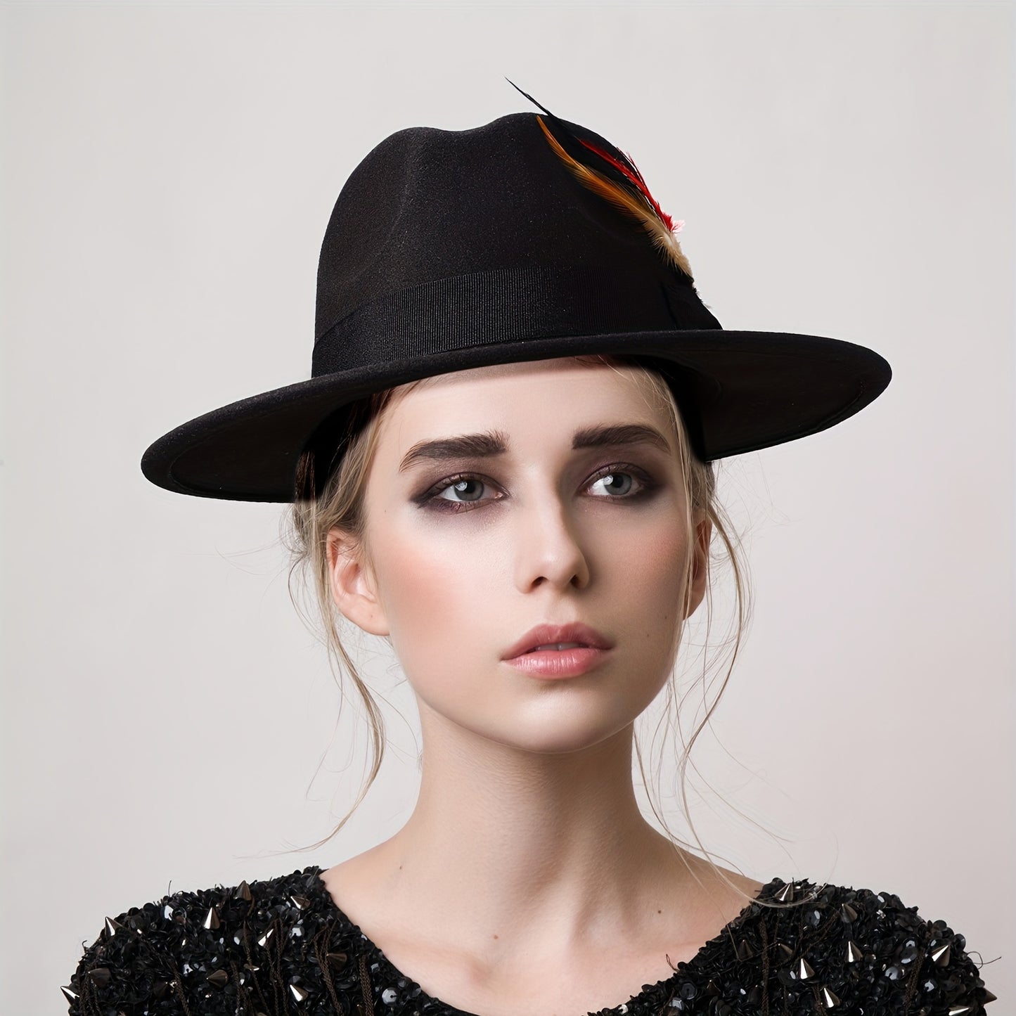 Unisex Wide Brim Felt Fedora Hat