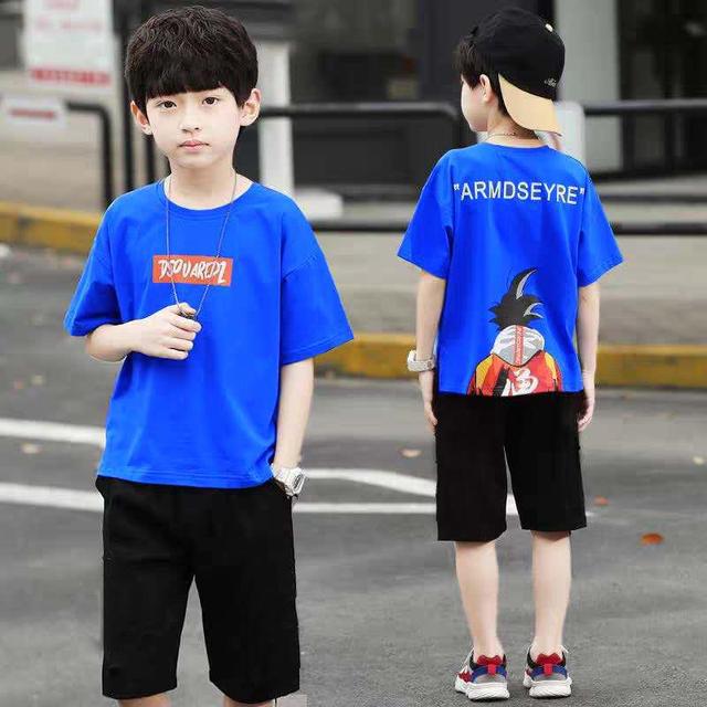 Summer Boys Clothes Sets T-Shirt + Pants Hip Hop Set Streetwear Baby Kids Tracksuit Children Clothing Suits 4 6 8 10 12 Years