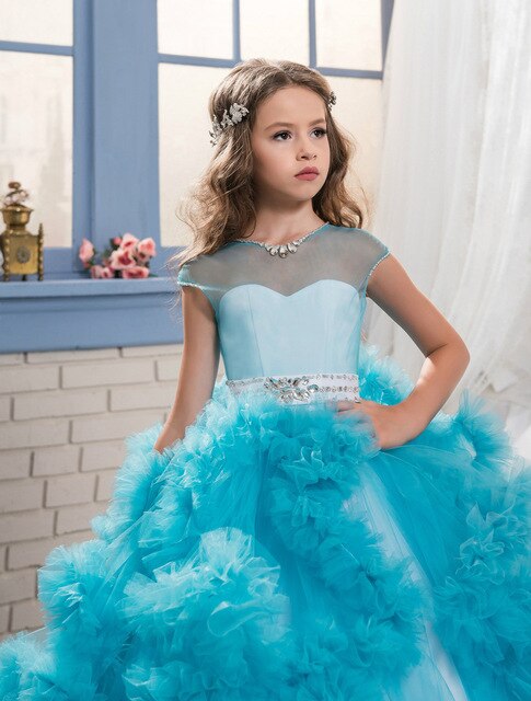 Summer White Lace Flower Girls Dress Costume Long Party Dress for Bridesmaid Childrens Wedding Dress Girls Clothing 10 12 Years