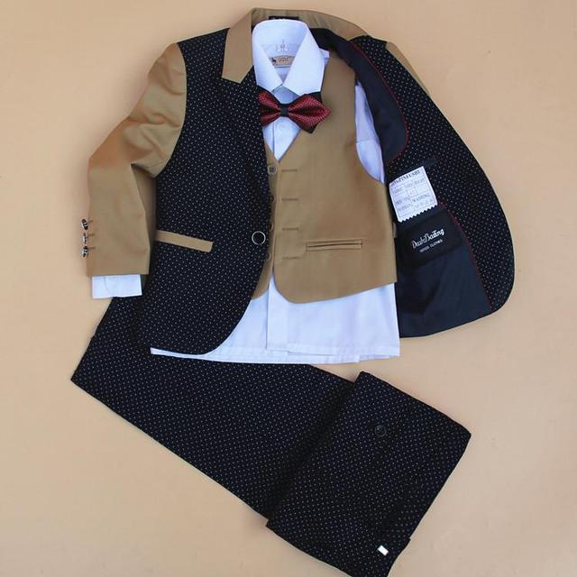 The Little Boy New Children Suit set  Flower Boys Dress 4 pieces jacket+vest+pants+bow tie size 2-12 Years  no shirts