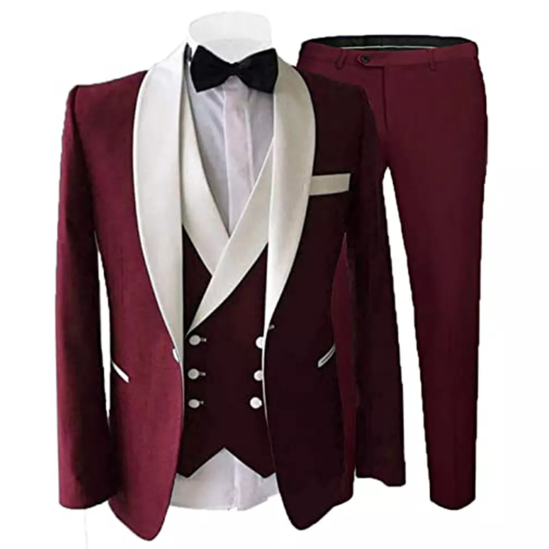 Groom Tuxedos Peak Lapel Best Man Suits Men's Wedding Suits (Jacket+Pants+Vest)