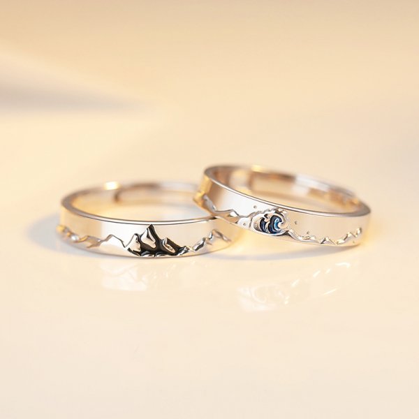 2 Pcs Sun Moon Lover Couple Rings Simple Opening Ring For Couple Men Women Wedding Engagement Promise Valentine's Day Jewelry