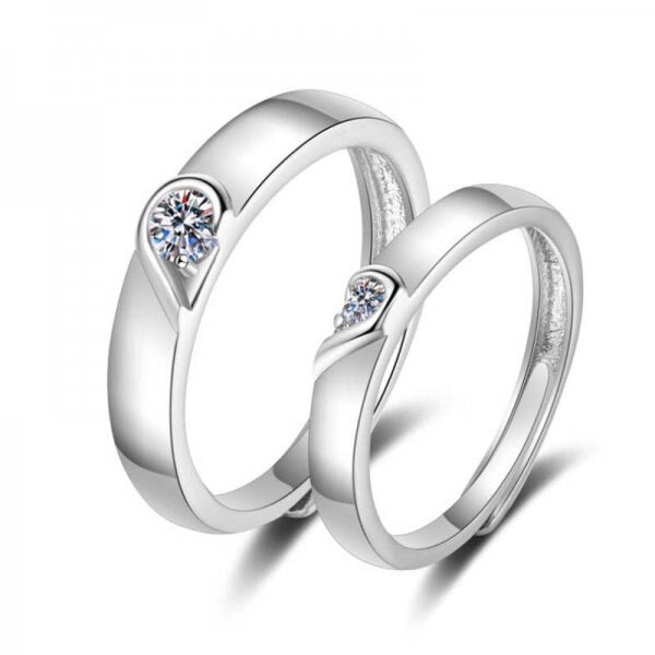 2 Pcs Sun Moon Lover Couple Rings Simple Opening Ring For Couple Men Women Wedding Engagement Promise Valentine's Day Jewelry