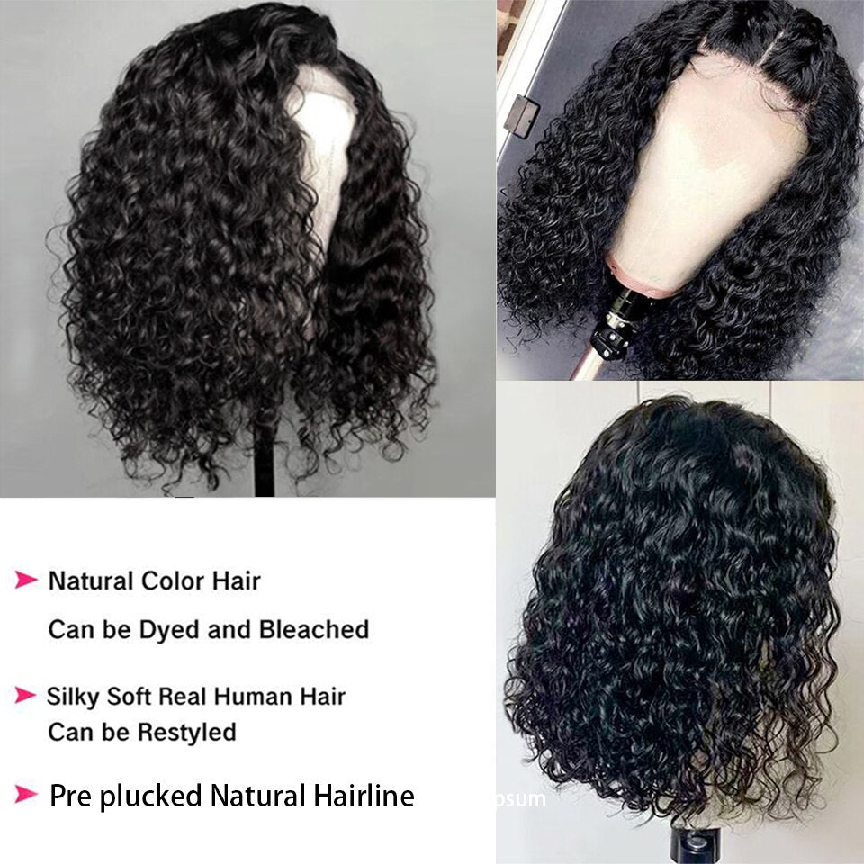 Peruvian Water Wave Human Hair Bob Wigs