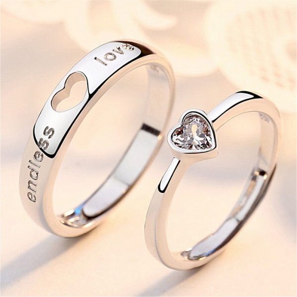 2 Pcs Sun Moon Lover Couple Rings Simple Opening Ring For Couple Men Women Wedding Engagement Promise Valentine's Day Jewelry