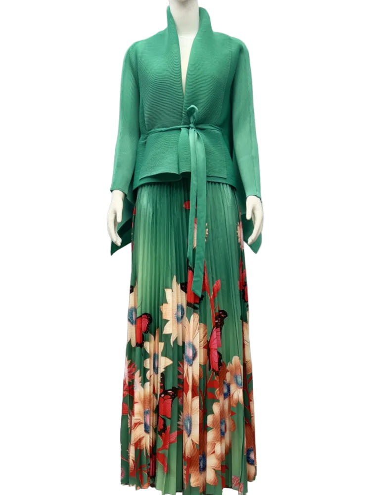 Elegant Pleated Print 2-Piece Set for Women