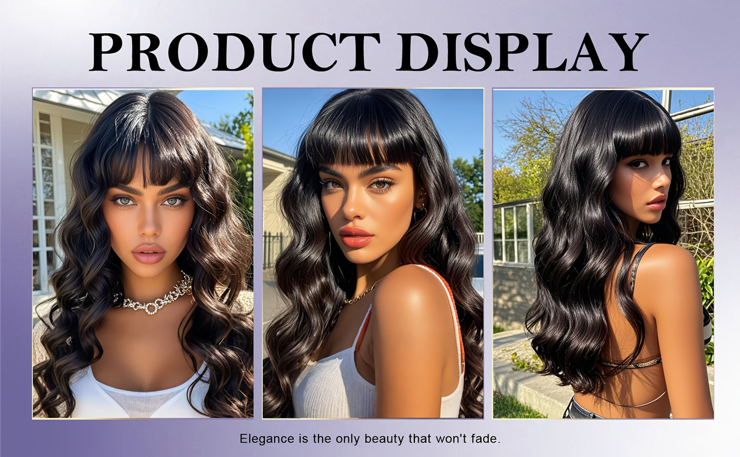 Long Wavy Bob Wig with Bangs