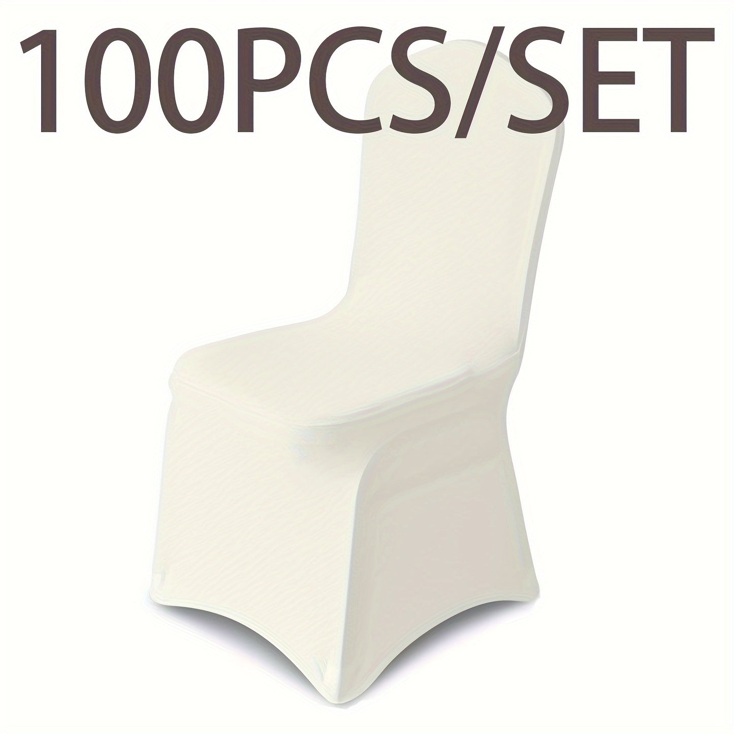 KUOGO 50/100pcs Stretch Chair Covers For Dining Chair, Fitted Spandex Chair Protector, Stretchable Removable Chair Slipcover, For Banquet, Party, Dinning, Celebration, Wedding, White-Dining-100pcs