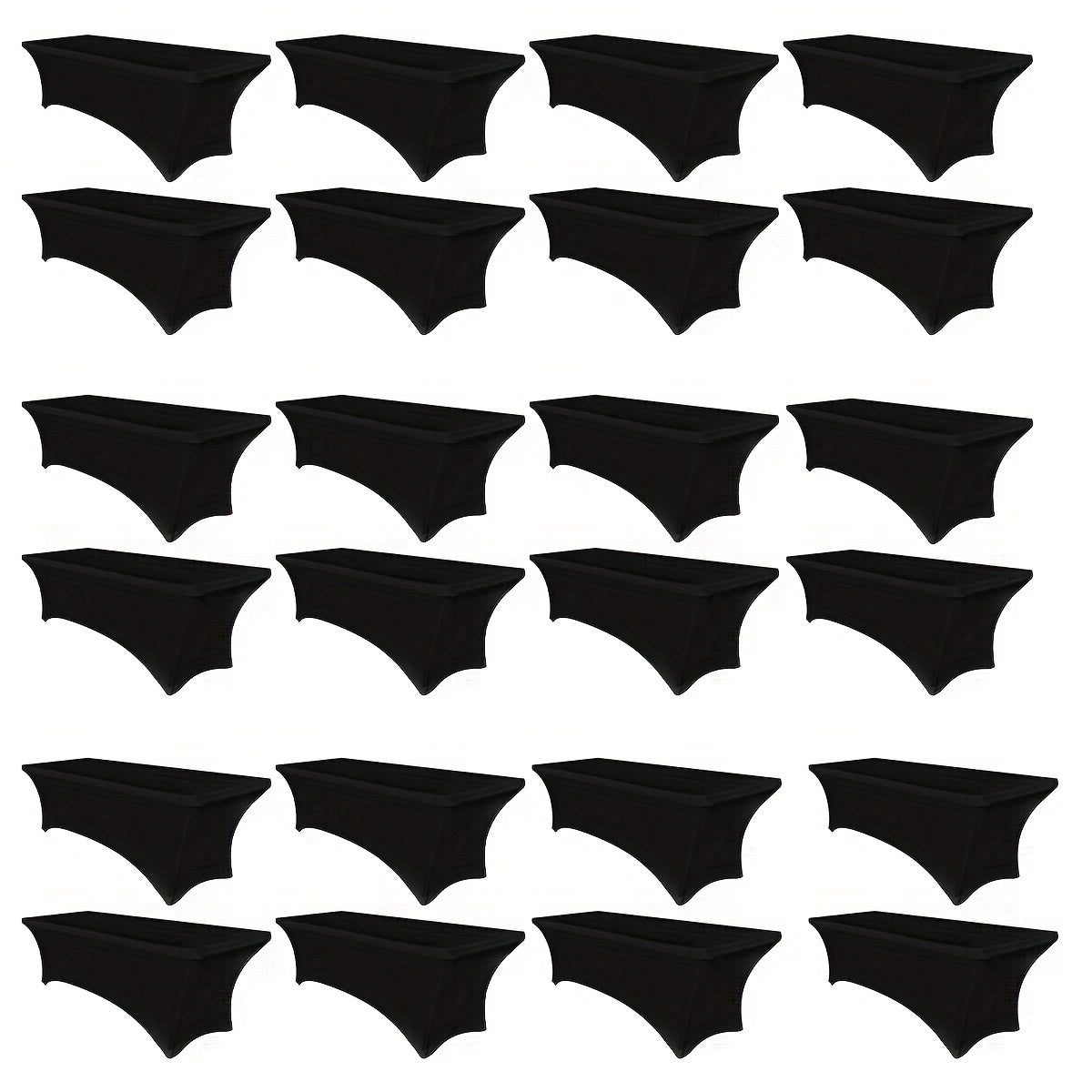 6/12/24pcs 6 Feet Stretch Spandex Tablecloth For Rectangular Tables - Elastic Tablecloth For Folding Tables, Wrinkle Resistant, Durable Tabletop Protector For Parties, Weddings, Banquets & Events (Black & White)