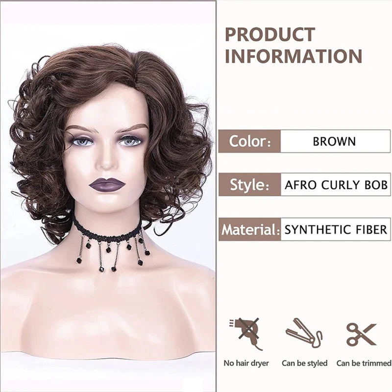 Short Burgundy Curly Wigs for Women