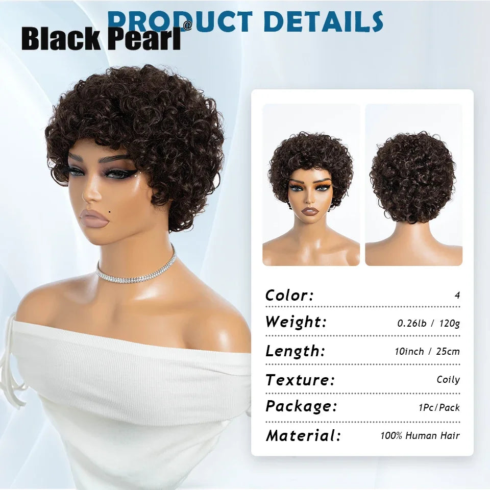 Afro Puff Pixie Bob Wig with Bangs
